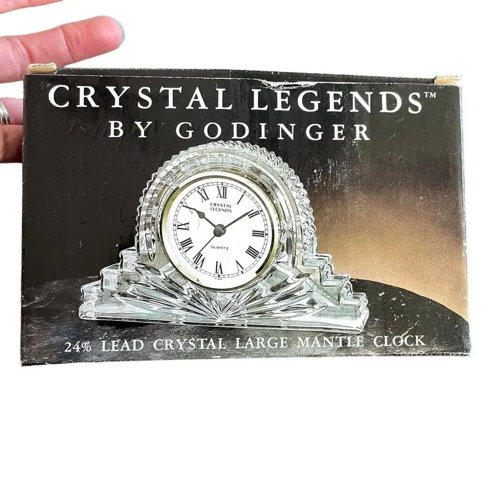 Crystal Legends by Godinger Cut Lead Crystal Mantle Clock Gift New Old Stock